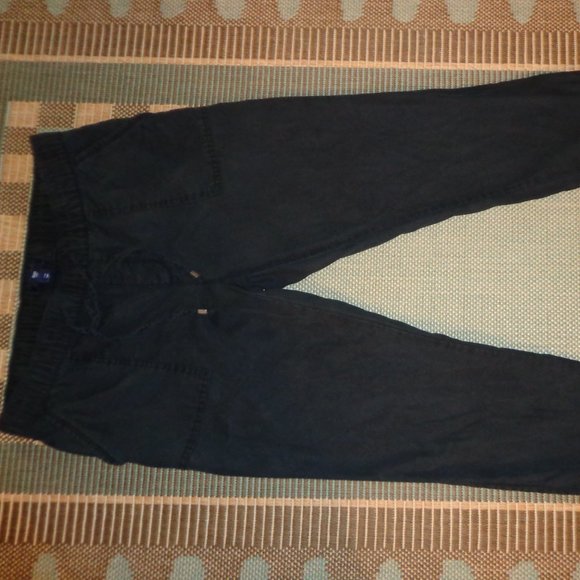 GAP Drawcord Waist Cropped Pants S Black Elastic Waist/Cuffs Pockets - Picture 1 of 14